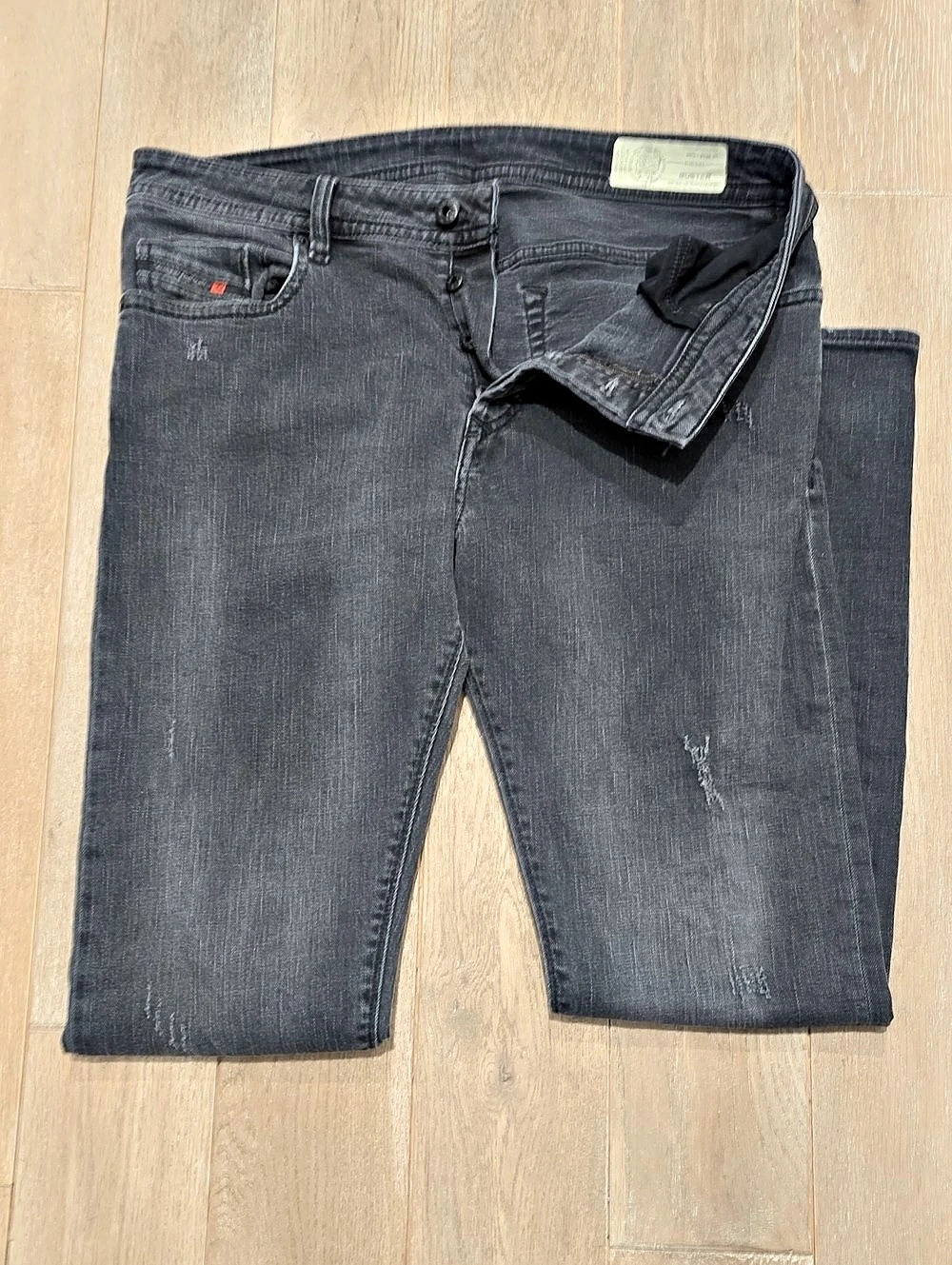Diesel Men's Distressed Slim Jeans in Gray/Black BUSTER 34/32